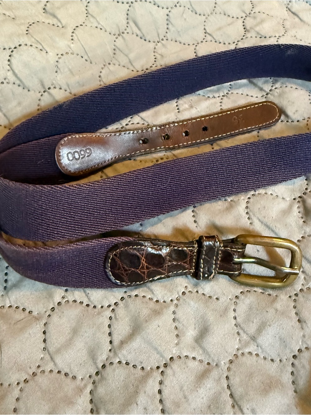Vintage 90s Purple Woven Belt Preppy Boho Cottagecore Leather Accents Size 36 WM